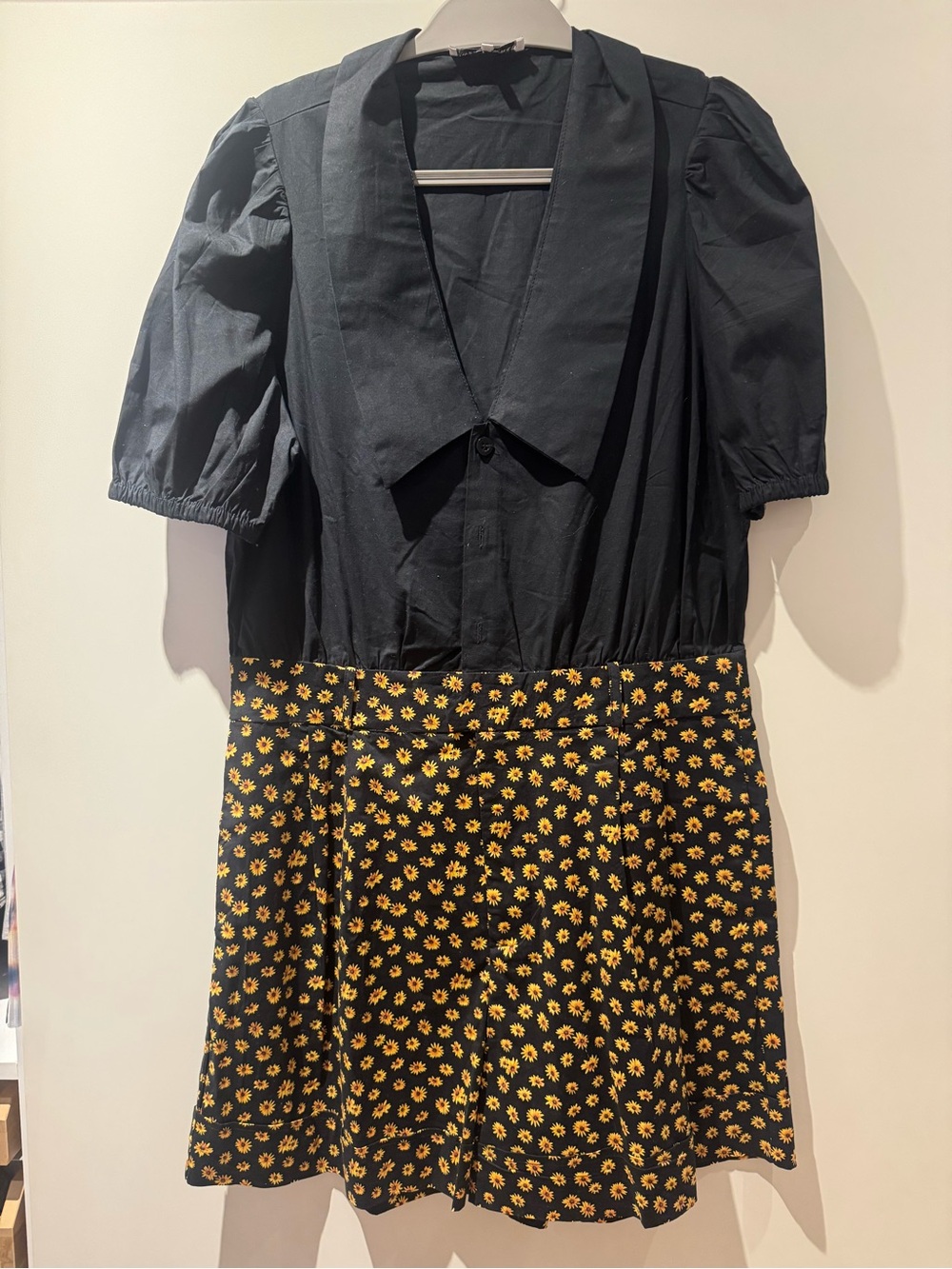 WeWoreWhat Black + Sunflower Romper NEVER WORN